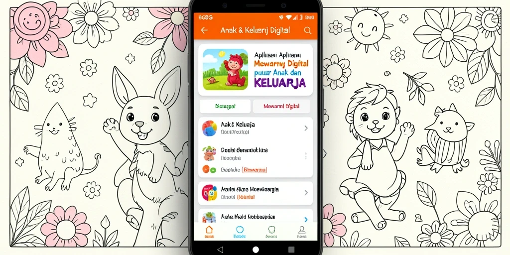 Tampilan antarmuka interaktif aplikasi Mewarnai Digital 8G8G.