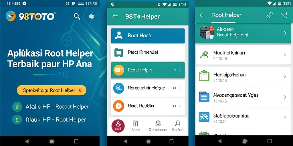 Tampilan antarmuka aplikasi 98TOTO sebagai Root Helper yang intuitif.