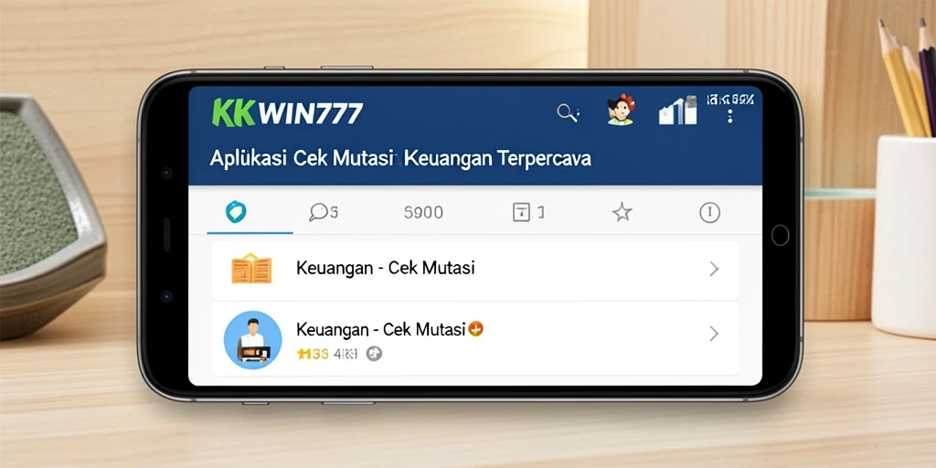 Tampilan antarmuka aplikasi KKWIN777 untuk cek mutasi keuangan.