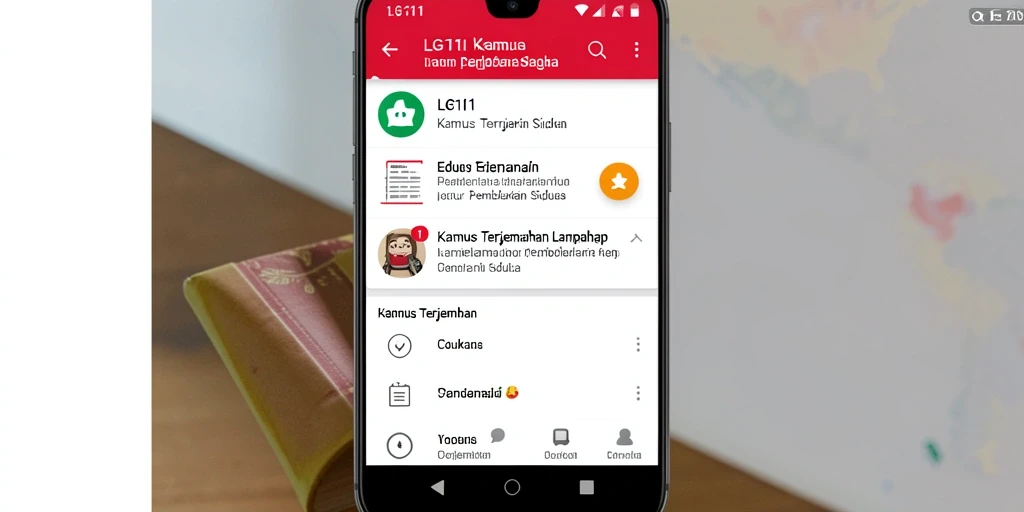 Tampilan antarmuka LG111 yang intuitif untuk Kamus Terjemahan.