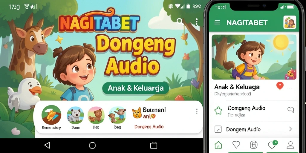 Antarmuka NAGITABET yang menarik untuk dongeng audio.