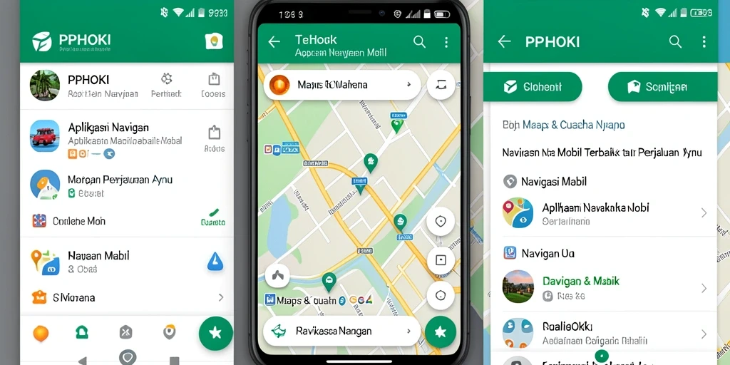 Antarmuka PPHOKI yang menampilkan navigasi mobil yang jelas dan informatif.