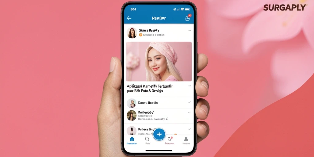 Tampilan antarmuka <strong>SURGAPLY</strong> saat melakukan pengeditan foto dengan fitur Kamera Beautify.