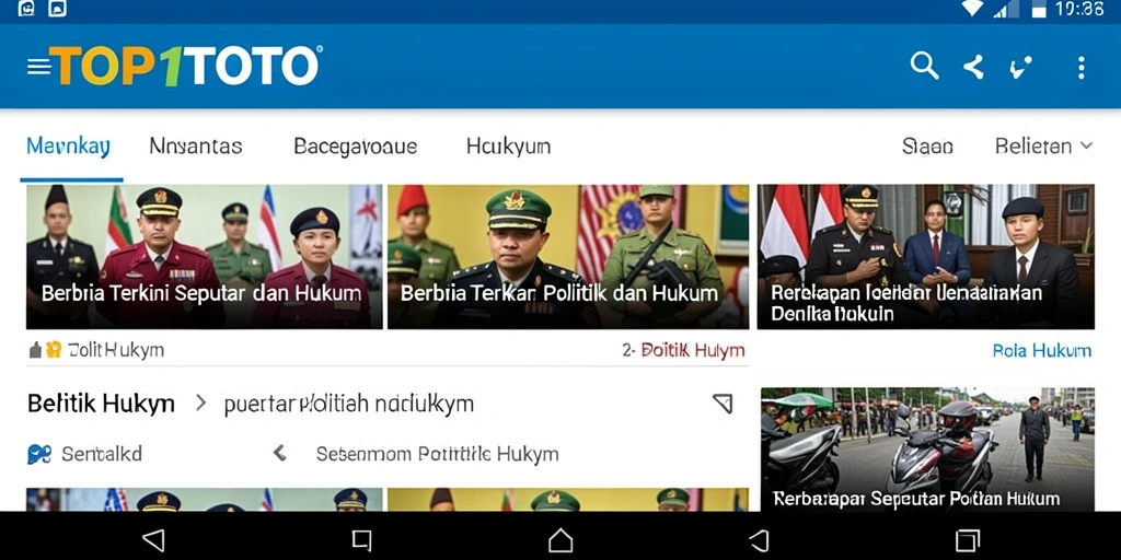 Tampilan antarmuka aplikasi TOP1TOTO yang modern dan informatif.