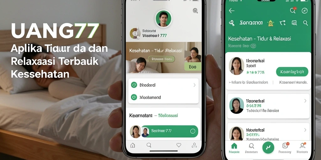 Antarmuka aplikasi UANG77 dengan fitur Tidur & Relaksasi yang intuitif.