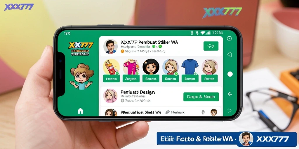 Antarmuka aplikasi XXX777 untuk membuat stiker yang interaktif dan mudah digunakan.